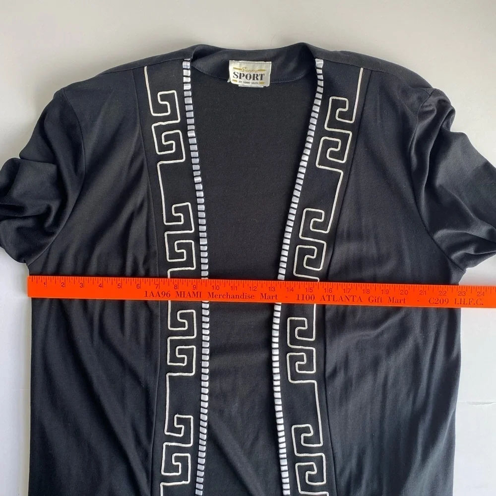 Vintage Women's Lagenlook Open‎ Long Jacket Large Black Art To Wear Retro 80s